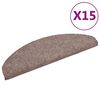vidaXL Trappematter selvklebende 15 stk 65x21x4 cm lysebrun halvrund stor