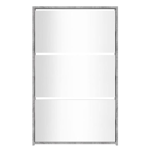 vidaXL Skoskap med speil 3 lag gr&aring; sonoma 63x17x102,5 cm