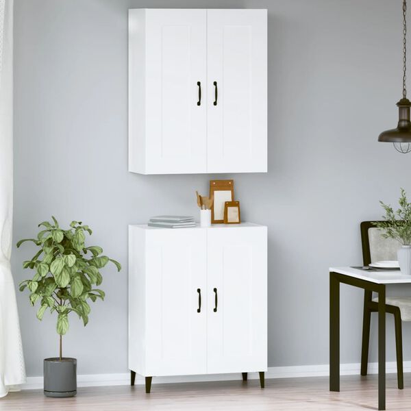 vidaXL Highboard hvit 69,5x34x180 cm konstruert tre