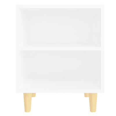 vidaXL Nattbord med ben i heltre 2 stk hvit 40x30x50 cm