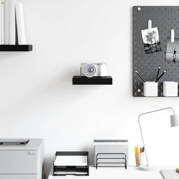 vidaXL Flytende vegghylle h&oslash;yglans svart 23x23,5x3,8 cm MDF