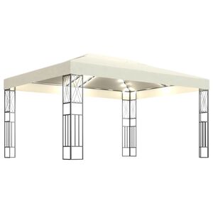 vidaXL Paviljong med LED-lysslynge 3x4 m kremhvit stoff