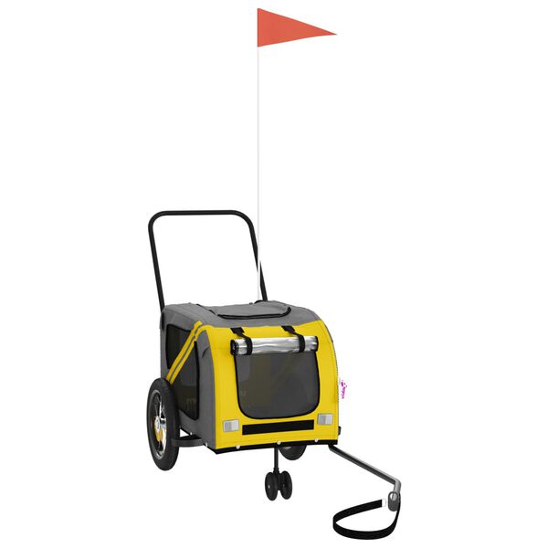 vidaXL Kjæledyrsykkelhenger gul og svart oxfordstoff og jern