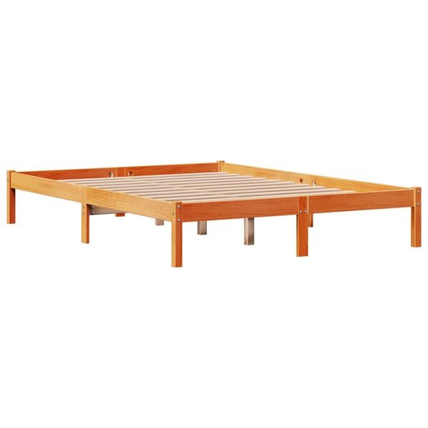 vidaXL Sengeramme med hodegavl voksbrun 140x190 cm heltre furu