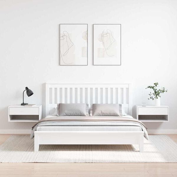 vidaXL Nattbord med skuff 2 pcs Hvit 50 x 32,5 x 24 cm Heltre furu