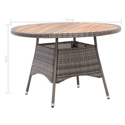 vidaXL Hagebord grå 115x74 cm polyrotting og akasietre