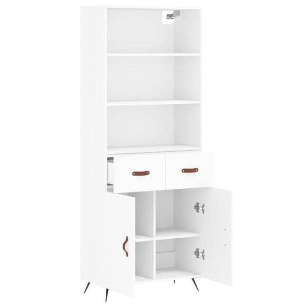 vidaXL Highboard hvit 69,5x34x180 cm konstruert tre