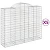 vidaXL Gabionkurver buede 5 stk 200x50x160/180 cm galvanisert jern
