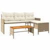 vidaXL Hagesofa med bord og puter L-formet beige polyrotting
