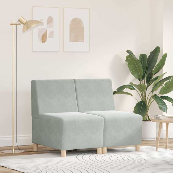 vidaXL Modul Sofa Enhet Armfri 2 pcs Lysegrå 55 x 74 x 82 cm Fløyel