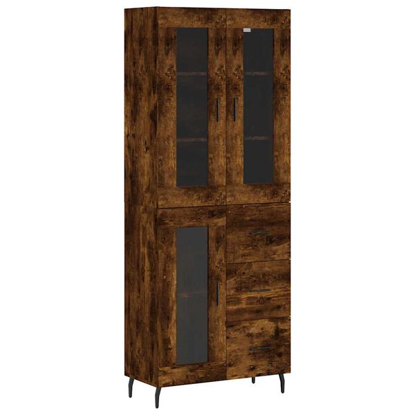 vidaXL Highboard r&oslash;kt eik 69,5x34x180 cm konstruert tre