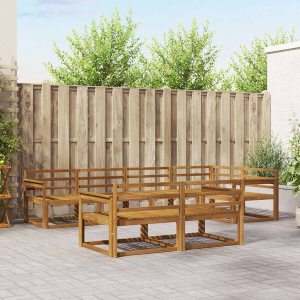 vidaXL Utend&oslash;rs sofa-sett 7 pcs Naturlig Solid akasietre