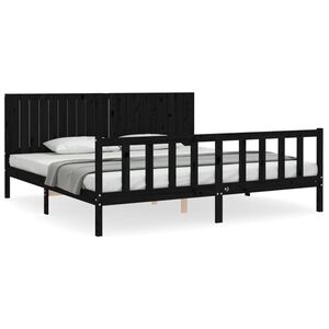 vidaXL Sengeramme med hodegavl svart 200x200 cm heltre
