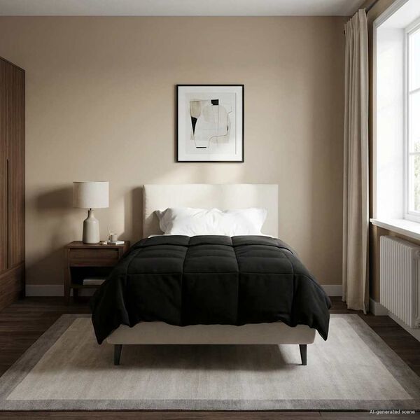 vidaXL Vinter Dynen Quilted Svart 155 x 220 cm Mikrofiber