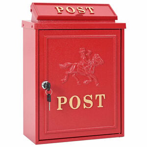 vidaXL Veggmontert postkasse R&oslash;d 29 x 13 x 41 cm St&oslash;pt aluminium