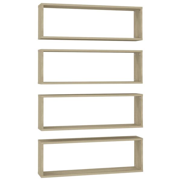 vidaXL Vegghyller kube 4 stk sonoma eik 80x15x26,5 cm konstruert tre