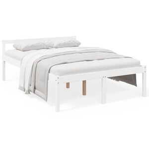 vidaXL Seniorseng hvit 140x200 cm heltre furu
