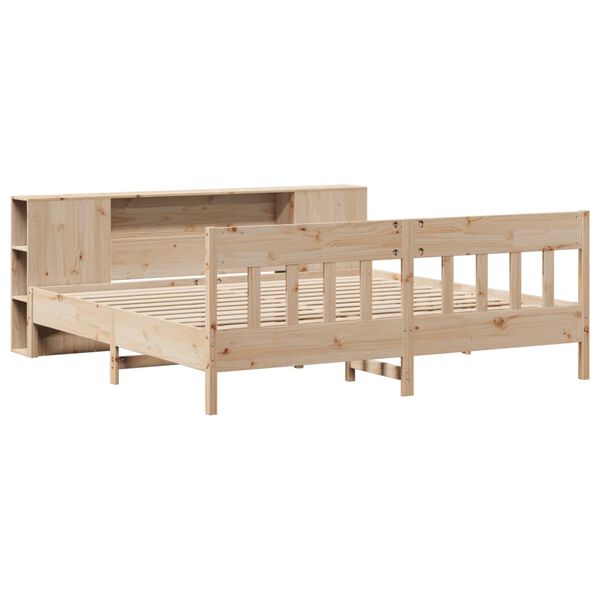 vidaXL Seng med bokhylle uten madrass 200x200 cm heltre furu