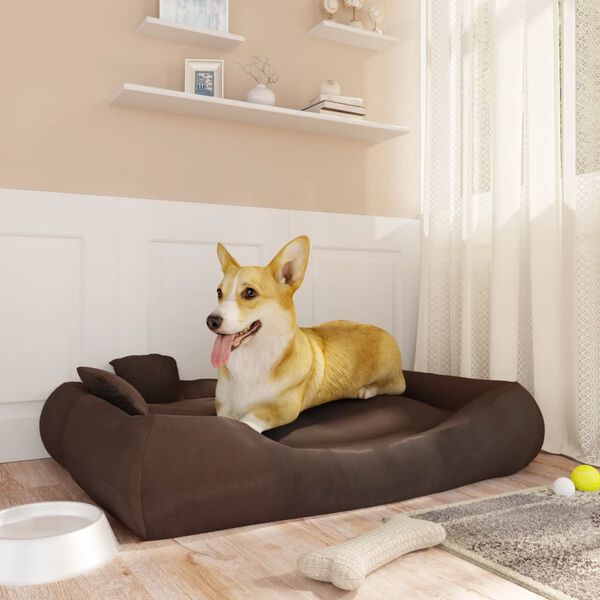 vidaXL Hundesofa med puter brun 89x75x19 cm oxford-stoff