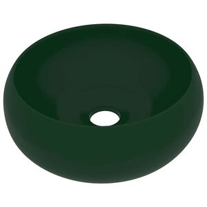 vidaXL Luksuri&oslash;s servant rund matt m&oslash;rkegr&oslash;nn 40x15 cm keramisk