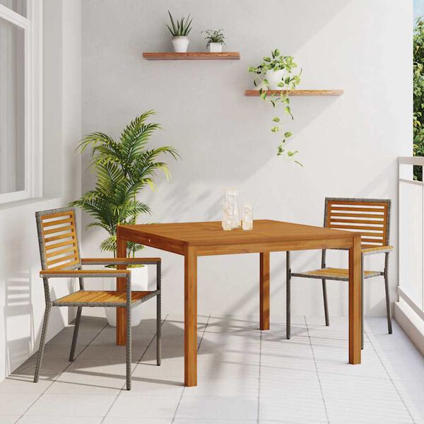 vidaXL Hage Spisegruppe 3 pcs Grå Poly rattan