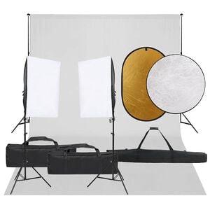 vidaXL Fotostudiosett med lyssett, bakgrunn og reflektor