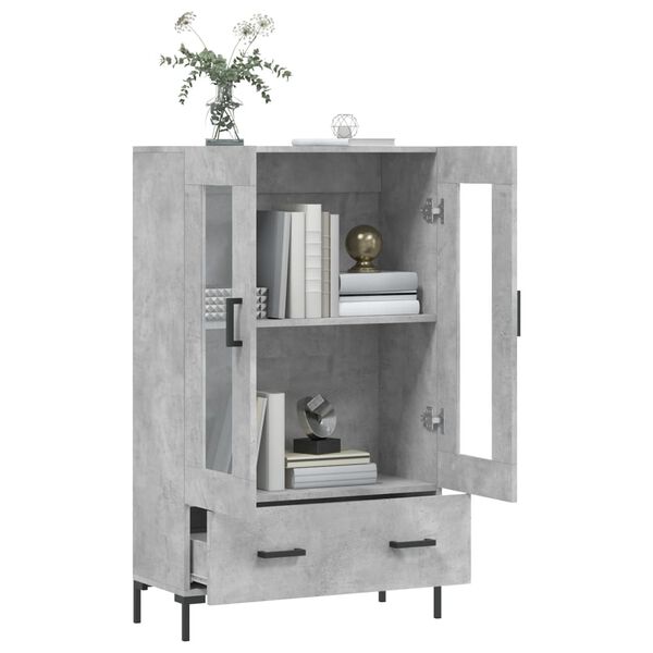 vidaXL Highboard betonggr&aring; 69,5x31x115 cm konstruert tre