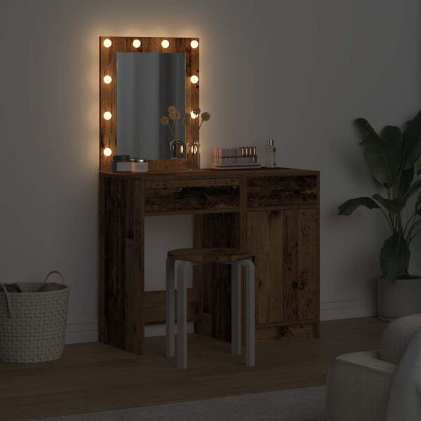 vidaXL Sminkebord med skuff 2 pcs Brun 50 x 41 x 135 cm Konstruert tre