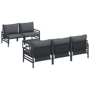 vidaXL Hagesofa Set med pute 6 pcs Svart St&aring;l