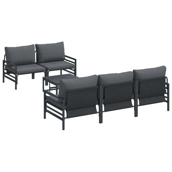 vidaXL Hagesofa Set med pute 6 pcs Antrasitt Stål & stoff