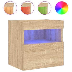 vidaXL Vegghengt TV-benk med LED sonoma eik 40x30x40 cm