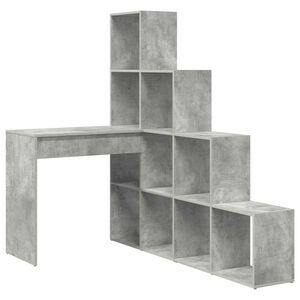 vidaXL Hj&oslash;rneskrivebord med hylle Betonggr&aring; 101,5 x 149,5 x 149,5 cm