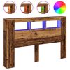vidaXL Sengegavl med LED gammelt tre 160x18,5x103,5 cm konstruert tre