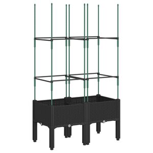 vidaXL Plantekasse med espalier svart 80x40x142,5 cm PP