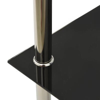 vidaXL Sidebord 2 etasjer gjennomsiktig svart 38x38x50 cm herdet glass