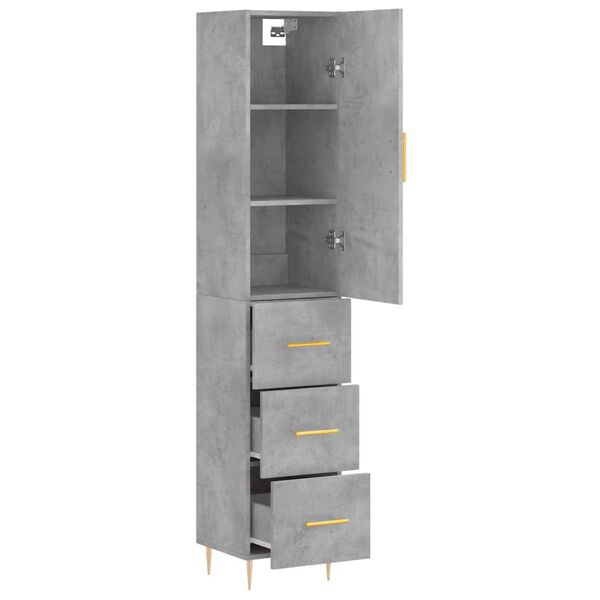 vidaXL Highboard betonggr&aring; 34,5x34x180 cm konstruert tre