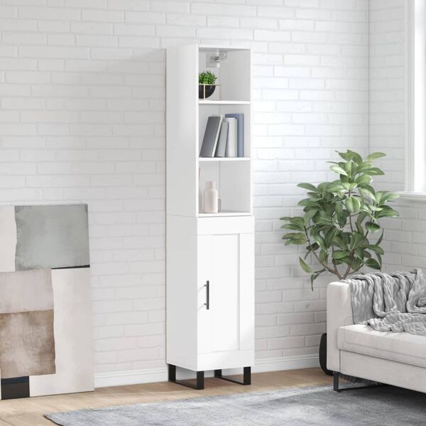 vidaXL Highboard h&oslash;yglans hvit 34,5x34x180 cm konstruert tre