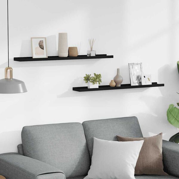 vidaXL Flytende vegghyller 2 stk svart 80x9x3 cm MDF