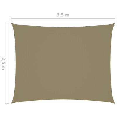 vidaXL Solseil oxfordstoff rektangulær 2,5x3,5 m beige