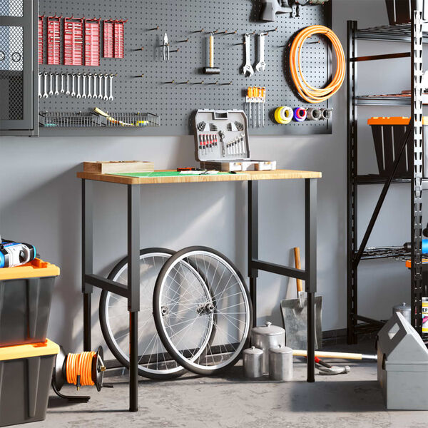 vidaXL Arbeidsbenk lysebrun 100x60x(71,5-98) cm heltre eik rektangul&aelig;r