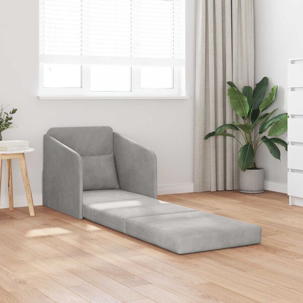 vidaXL Sammenleggbar Sofa seng Lysegr&aring; 65 x 80 x 83 cm Fl&oslash;yel
