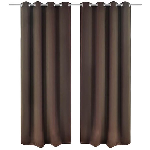 Energisparende gardiner med metallringer 2 stk brun 135 x 245 cm
