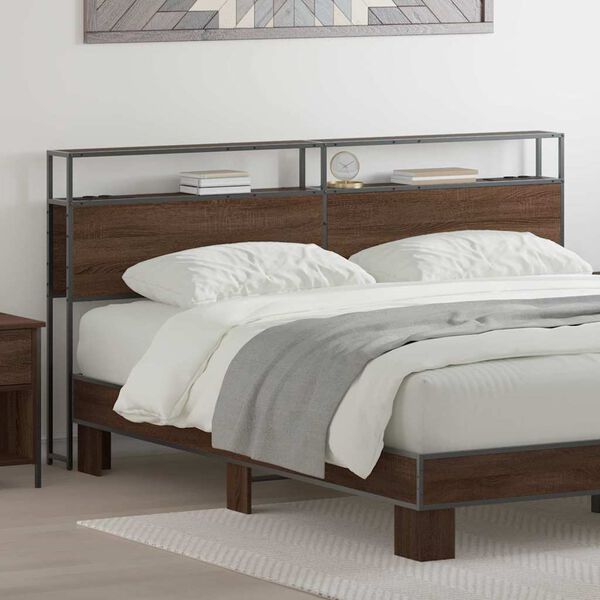 vidaXL Lagringshodegavl med hylle brun eik 200 cm Konstruert tre