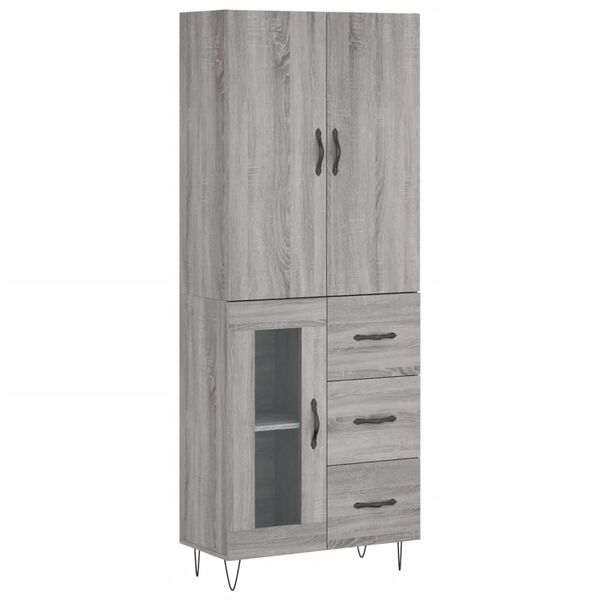 vidaXL Highboard grå sonoma 69,5x34x180 cm konstruert tre