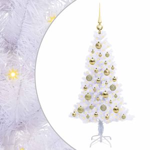 vidaXL Kunstig juletre med 150 LED med stativ Hvit 120 cm PVC og St&aring;l