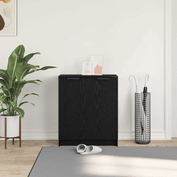 vidaXL Sko Skap med hylle Svart Eik 59 x 35 x 70 cm Konstruert tre