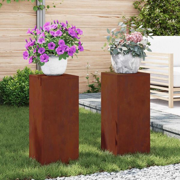 vidaXL Planteholder 2 pcs Rusten 24 x 24 x 55 cm Cortenst&aring;l
