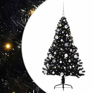 vidaXL Kunstig Forh&aring;ndsopplyst Juletre med 150 LED Svart 150 cm PVC