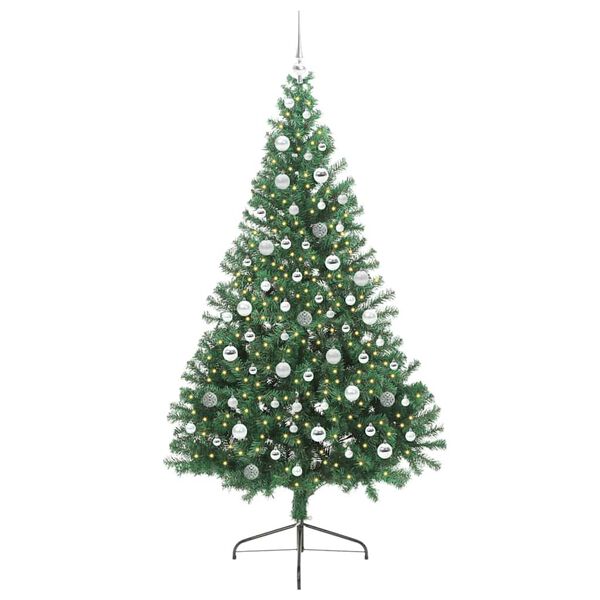 vidaXL Kunstig Forh&aring;ndsopplyst Juletre med 300 LED gr&oslash;nn 210 cm PVC