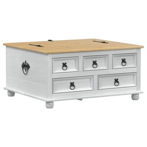 vidaXL storage box med skuff Hvit 90 x 78 x 45 cm Massiv furu